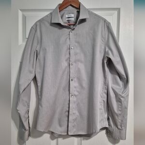 Calvin Klein Gray Herringbone Dress Shirt